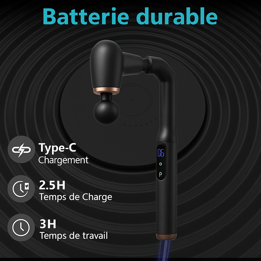 Kōra™ Pistolet de Massage Intelligent à Poignée Longue