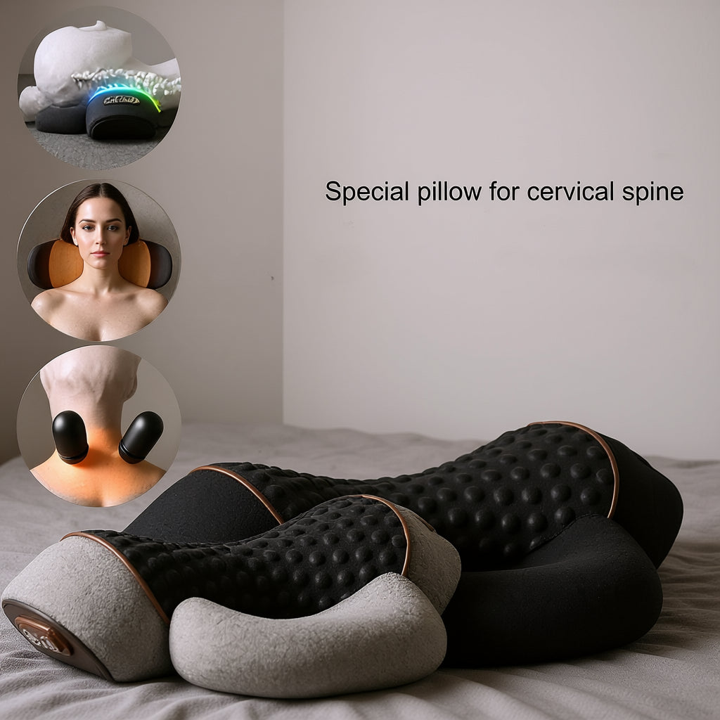 Kōra™ Oreiller de Massage Cervical 3-en-1 Chauffant et Vibrant