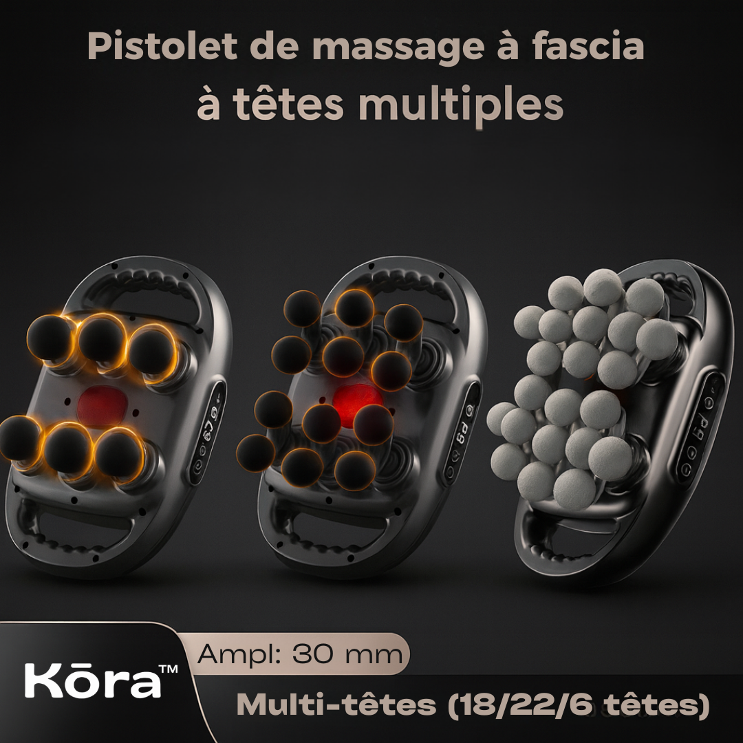 Kōra™– Pistolet de massage à fascia multi-têtes