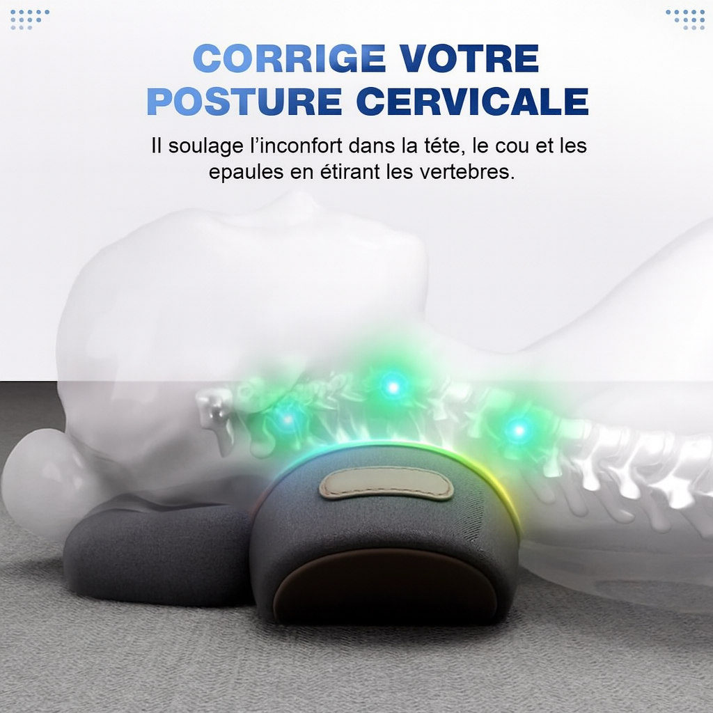 Kōra™ Oreiller de Massage Cervical 3-en-1 Chauffant et Vibrant