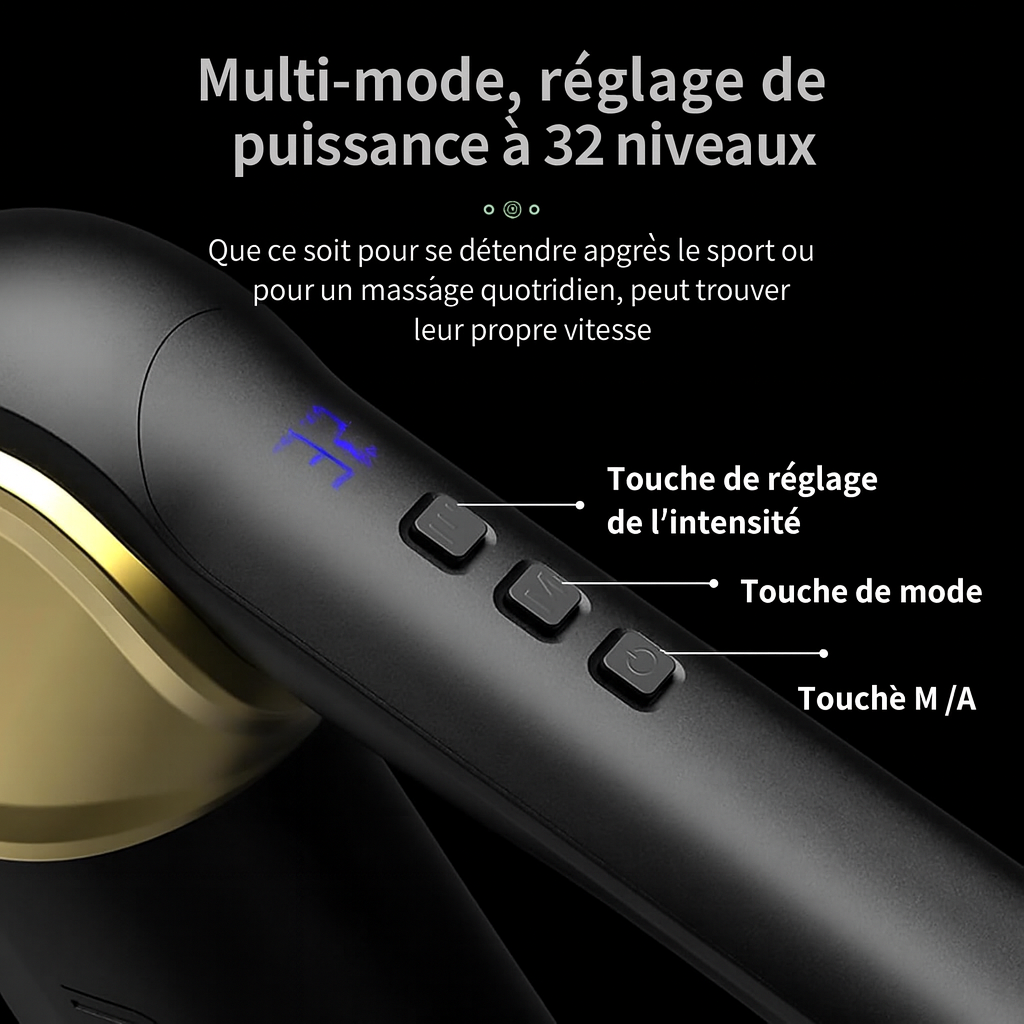Kōra™ TriGun – Pistolet de massage musculaire premium