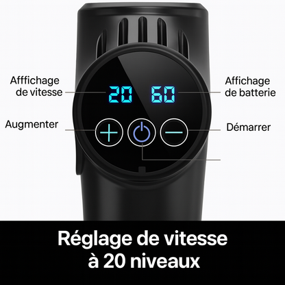 Pistolet de massage Professionnel Kōra™ – 30 vitesses & 6 embouts pro