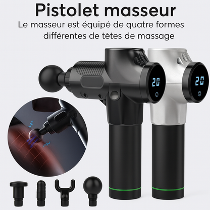 Pistolet de massage Professionnel Kōra™ – 30 vitesses & 6 embouts pro