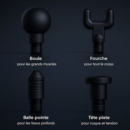 Pistolet de massage Professionnel Kōra™ – 30 vitesses & 6 embouts pro