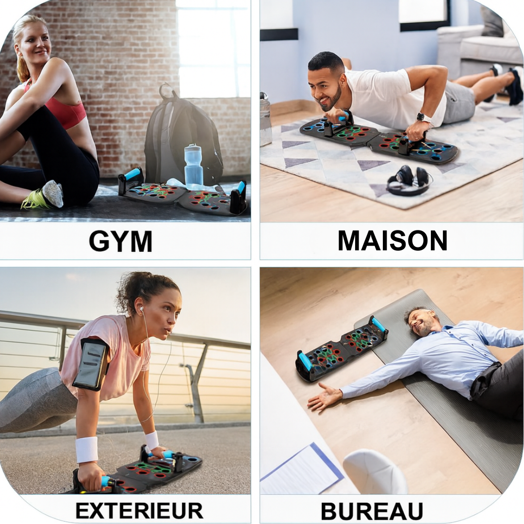 Planche de pompes Kōra™ – Code couleur & poignées antidérapantes